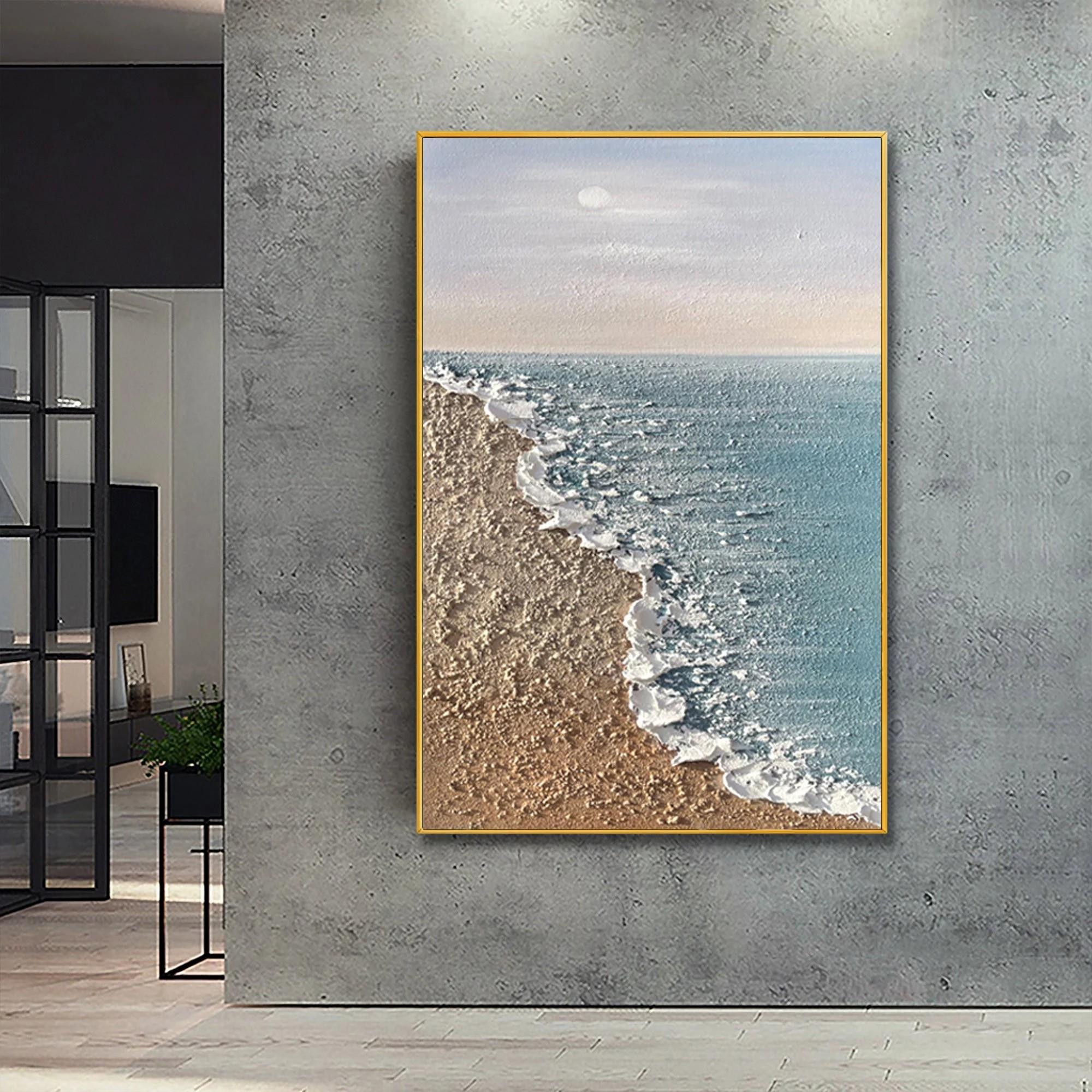 Ozean Coastal Meer Landschaft Sand Wellen Strand Kunst Wand Dekoration Strand Ölgemälde